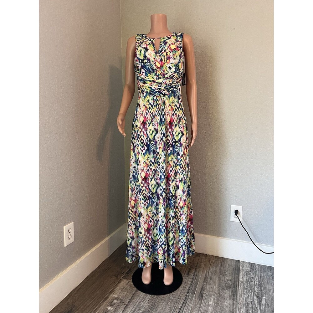 ELLEN TRACY Womens Watercolor Wrap Maxi Elegant Dress Sz 6 Sleeveless NWT #15